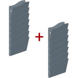 B2B Partner Uchwyt ścienny na ulotki 1+1 GRATIS, 7 kieszeni, srebrny