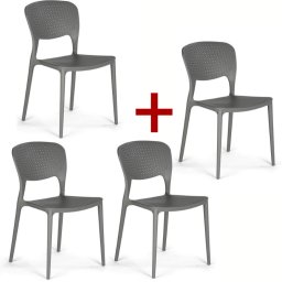 B2B Partner Krzesło do jadalni plastikowe EASY II 3+1 GRATIS, szare