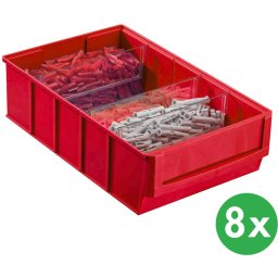 Allit Plastikowy pojemnik do regału ShelfBox typ D - 183 x 300 x 81 mm, 8 szt., czerwony