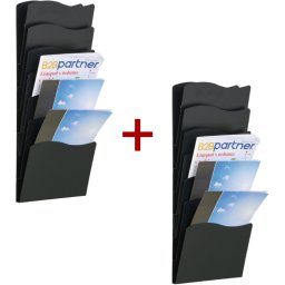 B2B Partner Uchwyt ścienny na ulotki 1+1 GRATIS, 7 kieszeni, czarny