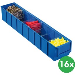 Allit Plastikowy pojemnik do regału ShelfBox typ C - 91 x 500 x 81 mm, 16 szt., niebieski
