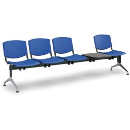 Euroseat Ławka do poczekalni plastikowa SMILE, 4-siedzenia + stolik, niebieska