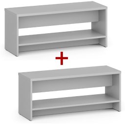 B2B Partner Ławka szatniowa z półka na obuwie 1+1 GRATIS, wzmocniona, 1000 mm, szara