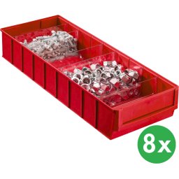 Allit Plastikowy pojemnik do regału ShelfBox typ F - 183 x 300 x 81 mm, 8 szt., czerwony