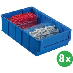 Allit Plastikowy pojemnik do regału ShelfBox typ D - 183 x 300 x 81 mm, 8 szt., niebieski