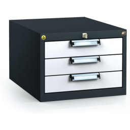 Alfa 3 Antystatyczny pojemnik zaczepowy ESD do stołów roboczych 351 x 480 x 600 mm, 3 szuflady