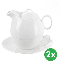 B2B Partner Zestaw do herbaty MONA, 3 części, porcelana, 2 szt