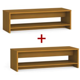B2B Partner Ławka szatniowa z półka na obuwie 1+1 GRATIS, wzmocniona, 1500 mm, czereśnia