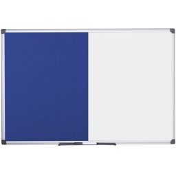 Bi-Office Magnetyczna tablica do pisania i tekstylna tablica ogłoszeń, biało-niebieska, 900 x 600 mm