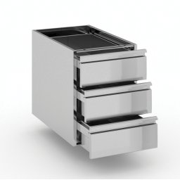 B2B Partner Pojemnik z szufladami ze stali nierdzewnej, 3 szuflady, 400 x 660 x 528 mm