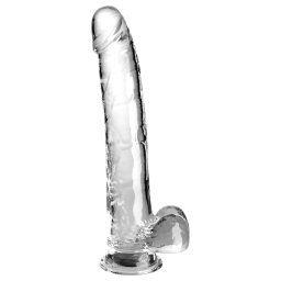 King Cock Clear 11 - przezroczysty dildo z jądrami