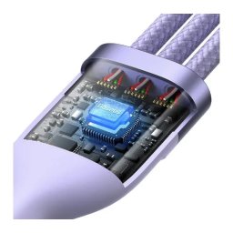 Baseus Flash Series 2 3w1 USB-C + micro USB + Lightning 100W 1,5m Fioletowy