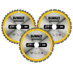 DeWALT Akcesoria - 3-częściowy zestaw tarcz pilarskich do drewna 216x30 mm DT1962