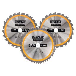 DeWALT Akcesoria - 3-częściowy zestaw tarcz pilarskich do drewna 250x30 mm DT1963