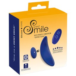 Smile - ultracienki, noszony w majtkach wibrator z pilotem (niebieski)