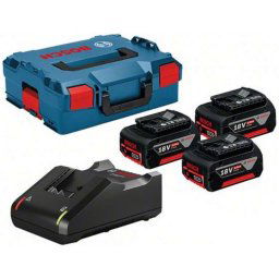 Bosch Akcesoria - Zestaw ładowarki 4A i 3x akumulatora 18 V Li-Ion 5,0 Ah, walizka L-Boxx 0615990L3T