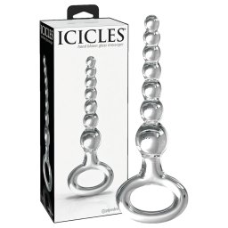 Icicles No. 67 - szklany dildo z kulkami - przezroczysty