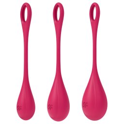 Satisfyer Yoni Power 1 - kulki gejszy - zestaw 3 sztuki - czerwony