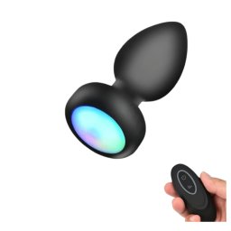 Mrow - wibrujący korek analny z pilotem - podświetlany - czarny