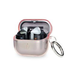 Bizon Elastyczne z karabińczykiem do Samsung Galaxy Buds 3/3 Pro Przezroczysto-różowy