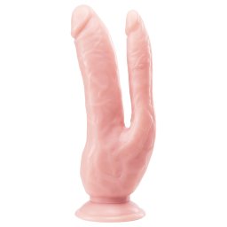 Dr. Skin 8 - przyssawkowy podwójny dildo (naturalny)