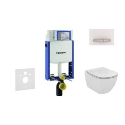 Geberit Kombifix - Moduł do wiszącej toalety z przyciskiem Sigma50, biel alpejska + Ideal Standard Tesi - toaleta i deska sedesowa 110.302.00.5 NF8