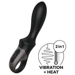 Satisfyer Heat Climax - wibrujący analny plug z podgrzewaniem - silikon czarny