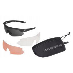 Okulary balistyczne SwissEye Nighthawk czarne wymienne szybki, etui strzeleckie ochronne