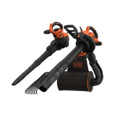 BLACK+DECKER Technika ogrodowa - Elektryczny odkurzacz ogrodowy 3 w 1, z grabiami, 3000 W BEBLV301-QS