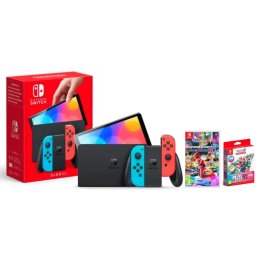 Nintendo Switch OLED Czerwono-niebieski + Mario Kart 8 Deluxe + Mario Kart 8 Deluxe-Booster Course Pass Set