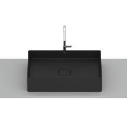 Roca Terra umywalka nablatowa 51x36 cm prostokątna Fineceramic czarny mat A32787Z080