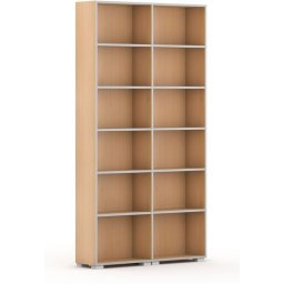 B2B Partner Biblioteka SILVER LINE, 2 kolumny, 2230 x 1200 x 400 mm, buk