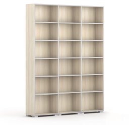 B2B Partner Biblioteka SILVER LINE, 3 kolumny, 2230 x 1800 x 400 mm, dąb naturalny