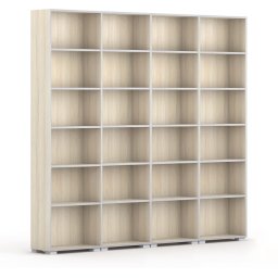 B2B Partner Biblioteka SILVER LINE, 4 kolumny, 2230 x 2400 x 400 mm, dąb naturalny