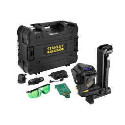 Stanley Akcesoria - Laser liniowy z akcesoriami, zielony, zasięg 50 m, wbudowany akumulator, ładowarka FMHT1-77356