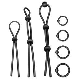 Addicted Toys - zestaw silikonowych pierścieni na penisa - 7 sztuk (czarne)
