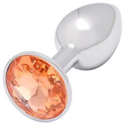 Sunfo - korek analny metalowy - złoty kryształ - srebrny