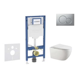 Geberit Duofix - Zestaw do montażu naściennego, toaleta Gaia i deska sedesowa z systemem cichego domykania, przycisk Sigma01, chrom matowy lakierowany SANI11CA1135B