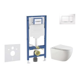 Geberit Duofix - Zestaw do montażu naściennego, toaleta Gaia i deska sedesowa z systemem cichego domykania, przycisk Sigma20, biały/chrom SANI11CA3123B