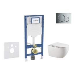 Geberit Duofix - Zestaw do montażu ściennego, toaleta Gaia i deska sedesowa z miękkim zamknięciem, przycisk Sigma01, chrom błyszczący SANI11CA1132B