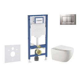 Geberit Duofix - Zestaw do montażu naściennego, toaleta Gaia i deska sedesowa z systemem cichego domykania, przycisk Sigma20, chrom matowy/chrom SANI11CA1134B