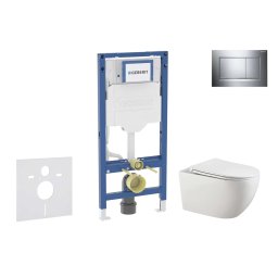 Geberit Duofix - Zestaw do montażu ściennego, toaleta Gaia i deska sedesowa z miękkim zamknięciem, przycisk Sigma20, chrom/chrom matowy SANI11CA1133B
