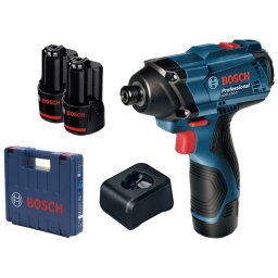 Bosch - Klucz udarowy akumulatorowy 12 V, 2x akumulator 2,0 Ah Li-Ion, ładowarka 06019F0001