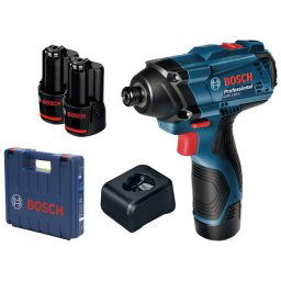 Bosch Narzędzia - Klucz udarowy akumulatorowy 12 V, 2x akumulator 2,0 Ah Li-Ion, ładowarka 06019F0001