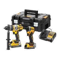 DeWALT Narzędzia - 18V AKU zestaw wiertarka udarowa i klucz udarowy, 1x akumulator 1,7 Ah, 1x akumulator 5,0 Ah, ładowarka DCK2052H1E1T