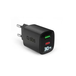 SBS LCD GaN PD30W USB-C USB-A Czarny