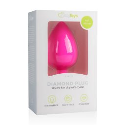 EasyToys Diamond - różowy duży korek analny z białym kryształem