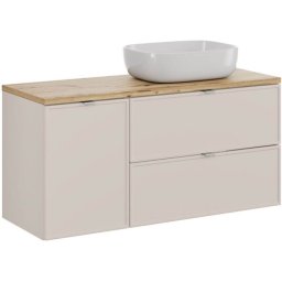 COMAD Zestaw Meblowy 120cm Z Blatem I Umywalką Nablatową Smile Kolekcja Bella Cashmere Dąb Artisan, Kaszmirowy Mat