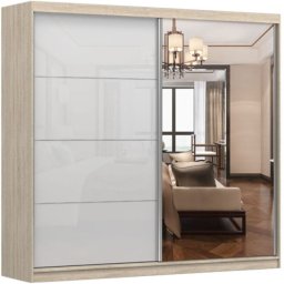 Idźczak Szafa Multi - 35 233 Dąb Sonoma, Biały Półpołysk Z Lustrem