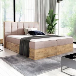 mebleMWM- GM Łóżko Kontynentalne Z Pojemnikiem Wood1, Materac 200x200 Kolor Do Wyboru